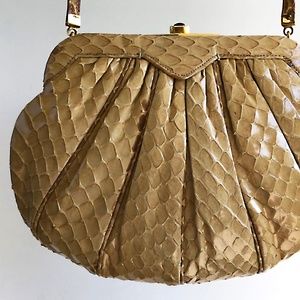 Judith Leiber Python Snakeskin Clutch Purse